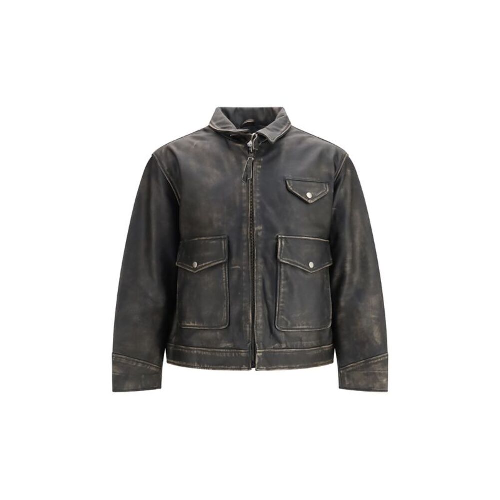 Found Men Aged Leather Jacket